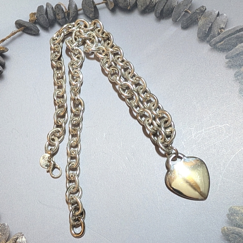 Chunky Sterling Heart Chain Necklace - Picture 5 of 5